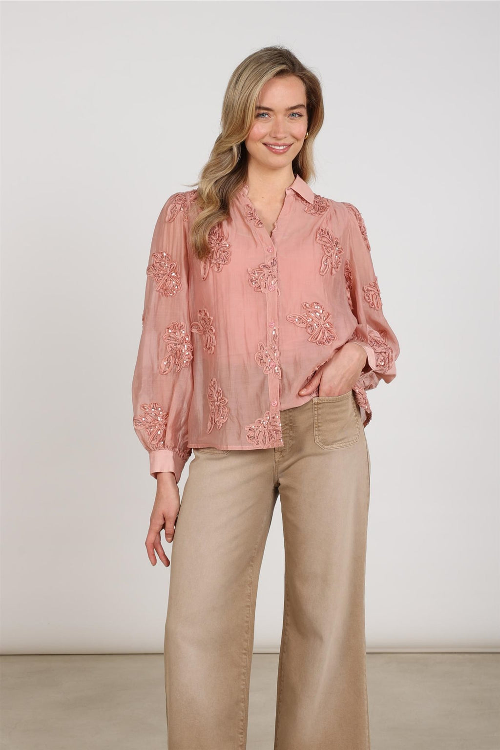 Antonella Blouse Paillet Flowe