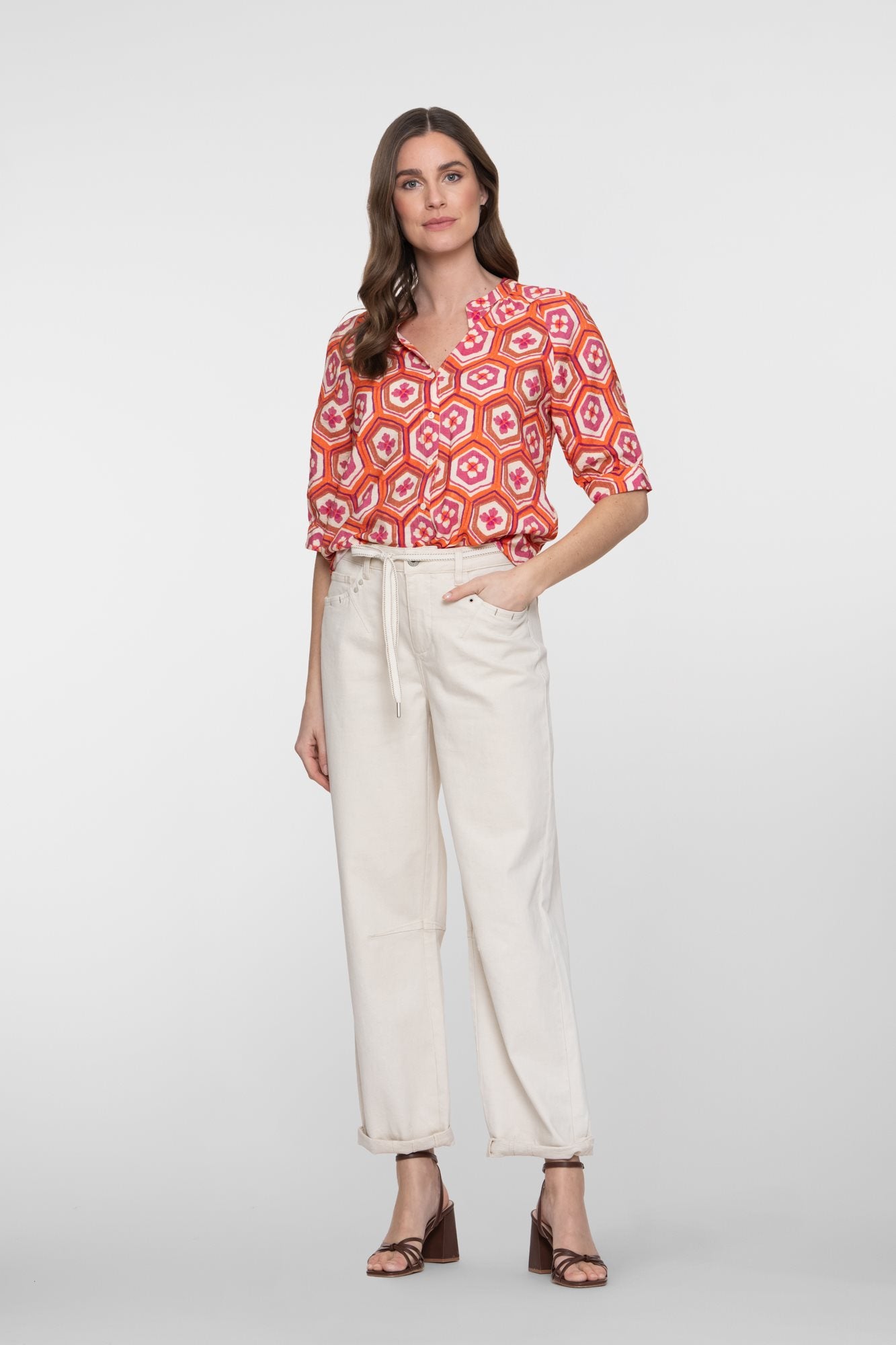 Barrel Jeans in Linnenmix