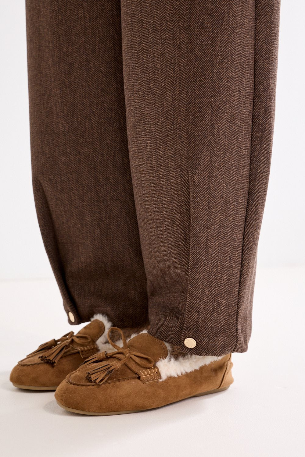 Barrel-Fit Tweed Trousers