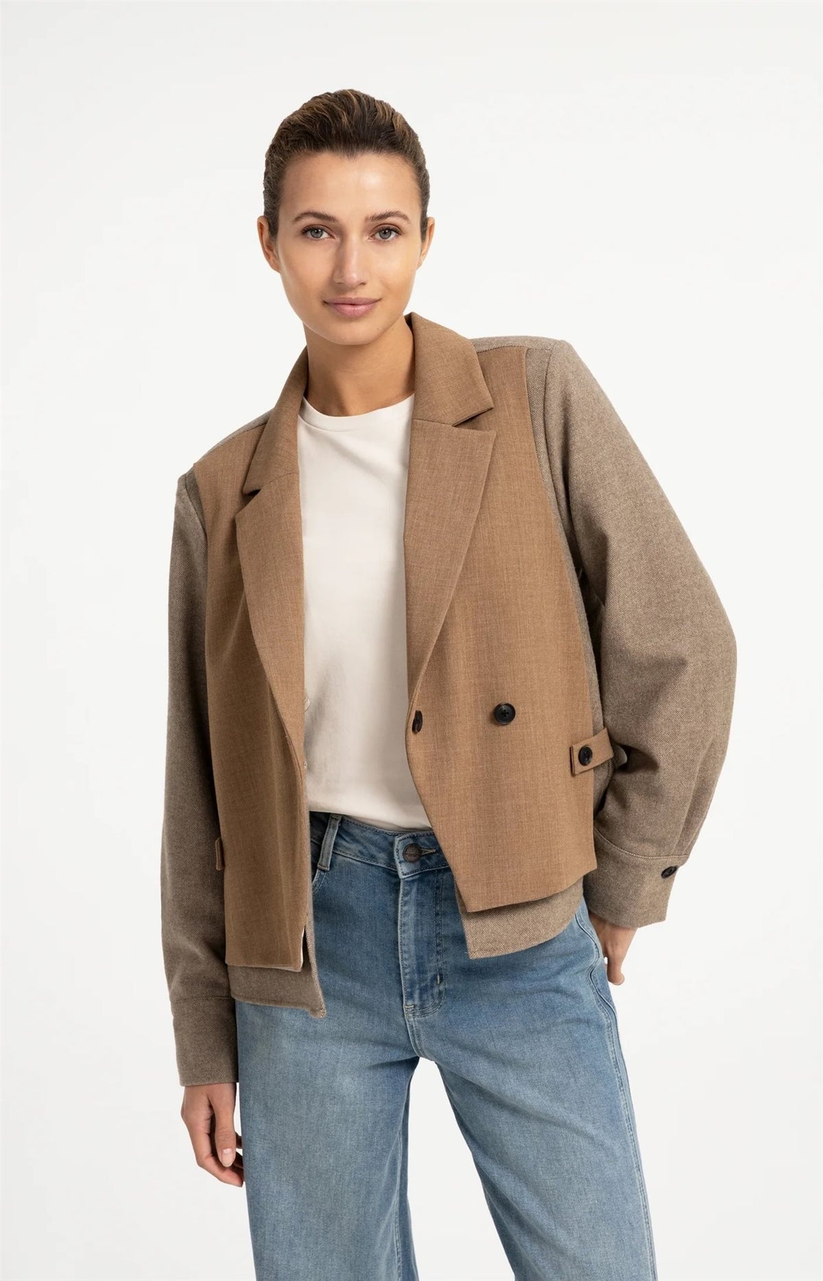 Blazer met Contrasterende Stof