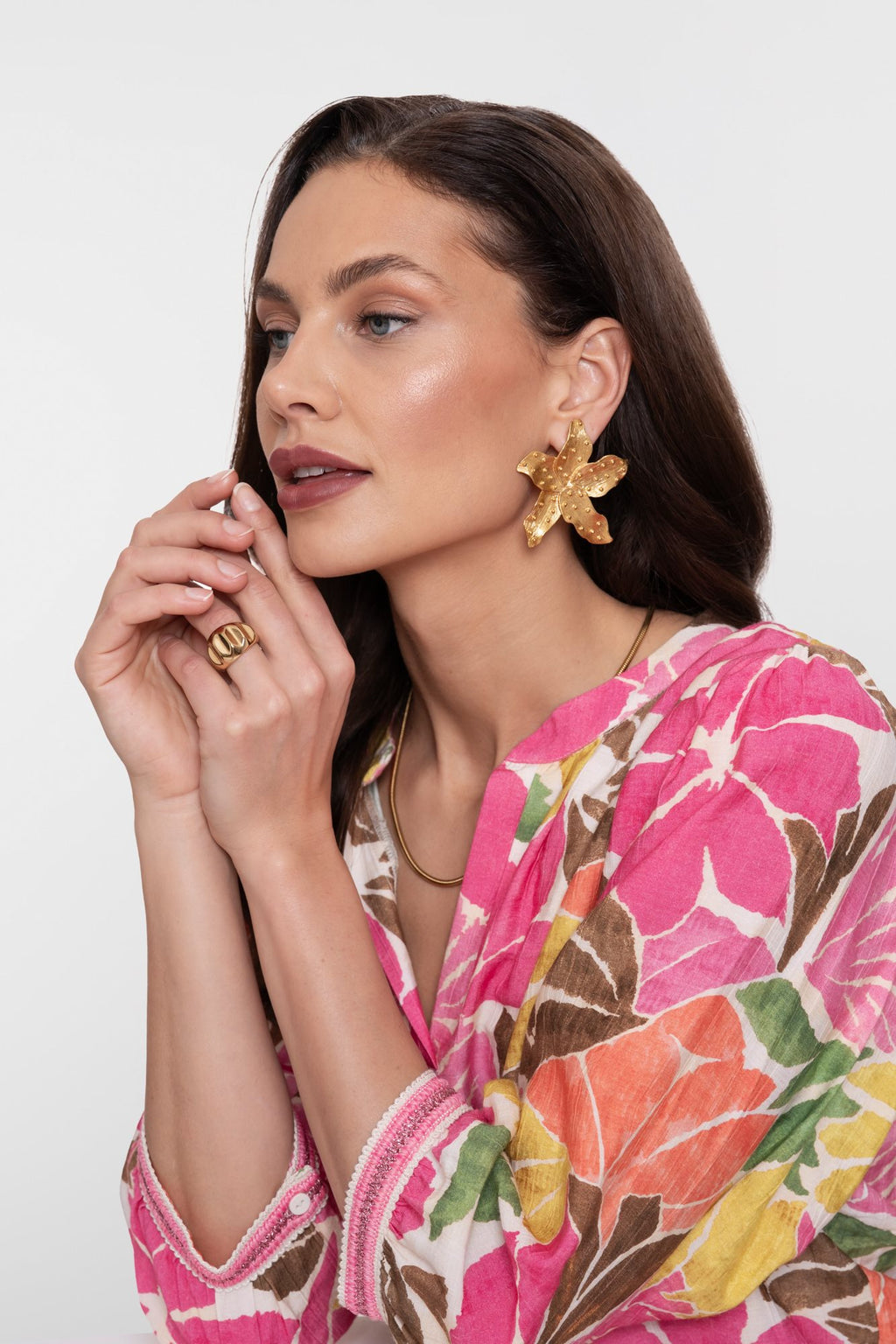 V-hals Top Botanische Print