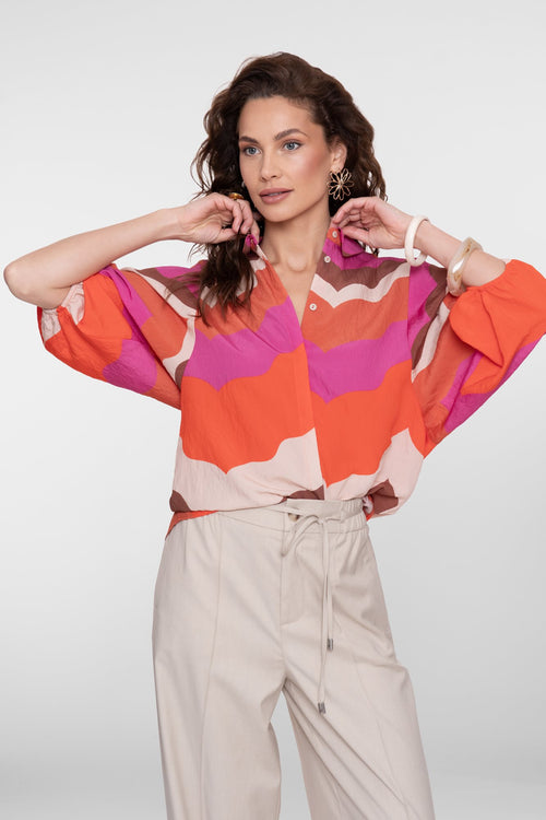 Blouse met Wave Print