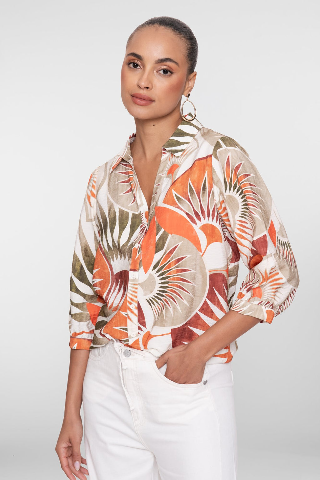 Blouse met Bladprint