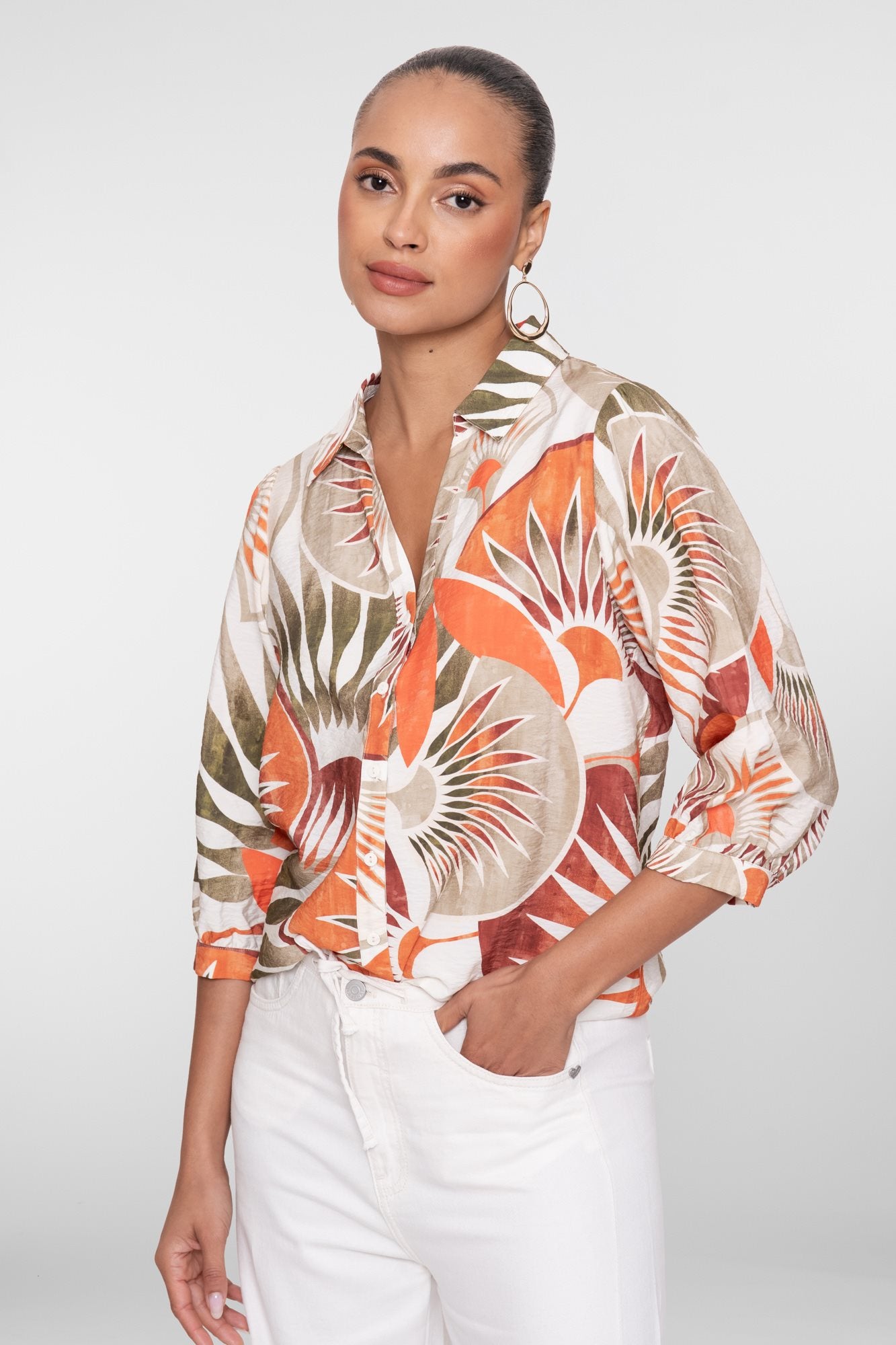 Blouse met Bladprint