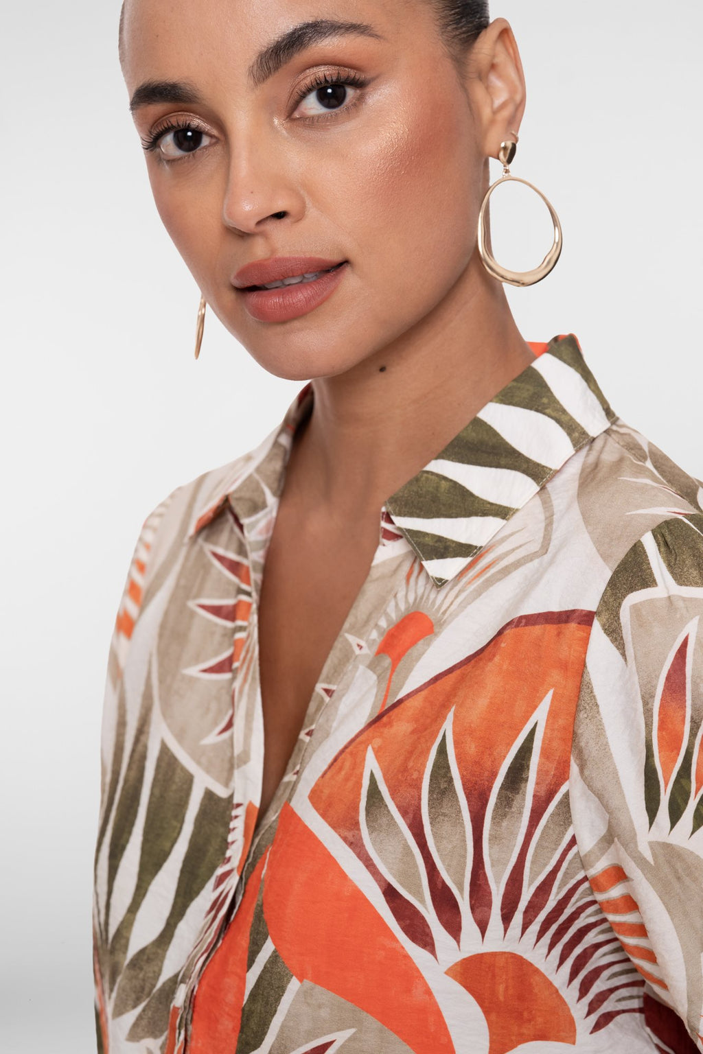 Blouse met Bladprint