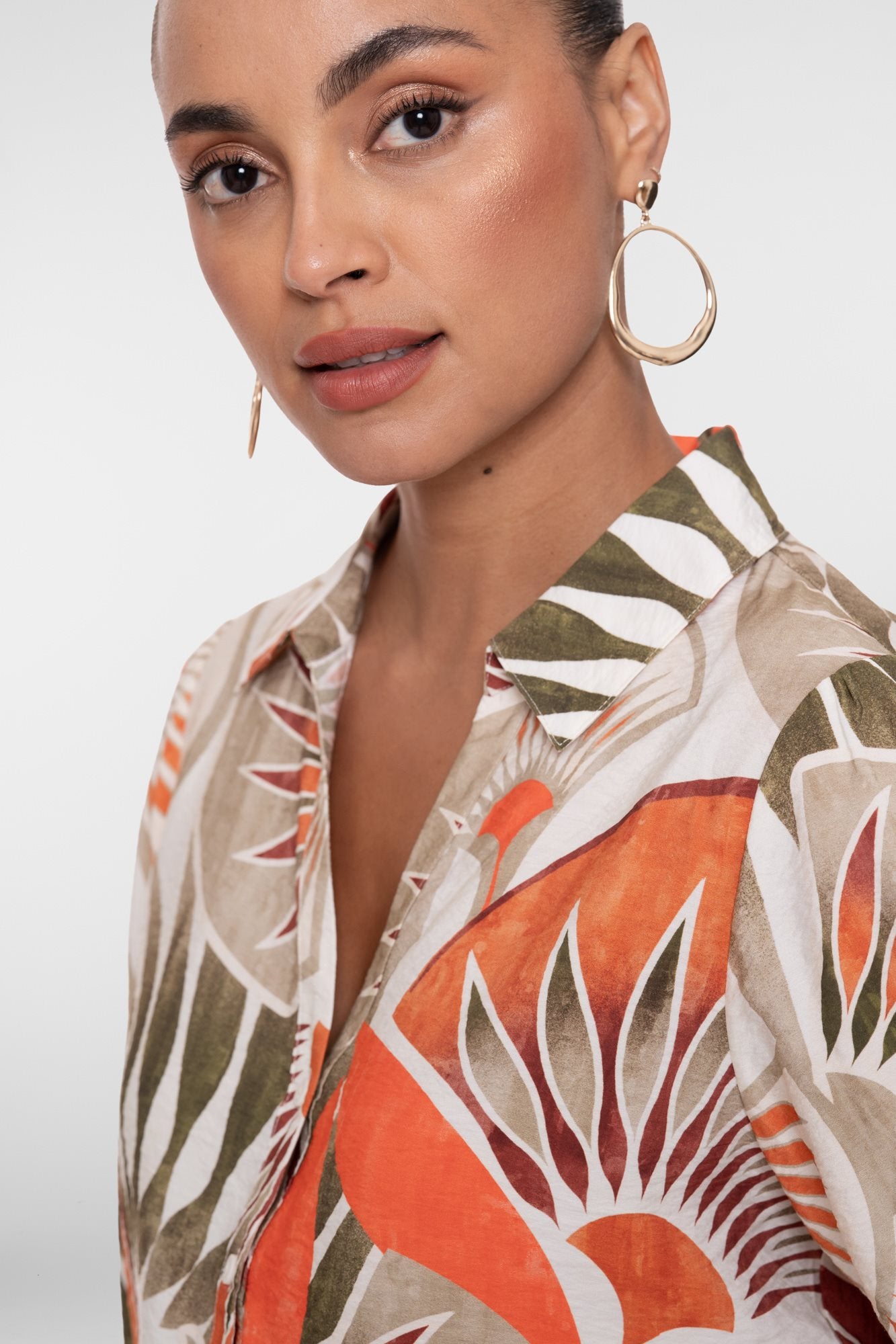 Blouse met Bladprint