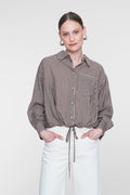 Gestreepte Blouse Strikdetail