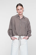 Gestreepte Blouse Strikdetail