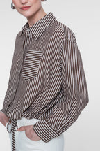 Gestreepte Blouse Strikdetail