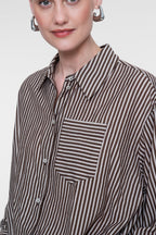 Gestreepte Blouse Strikdetail