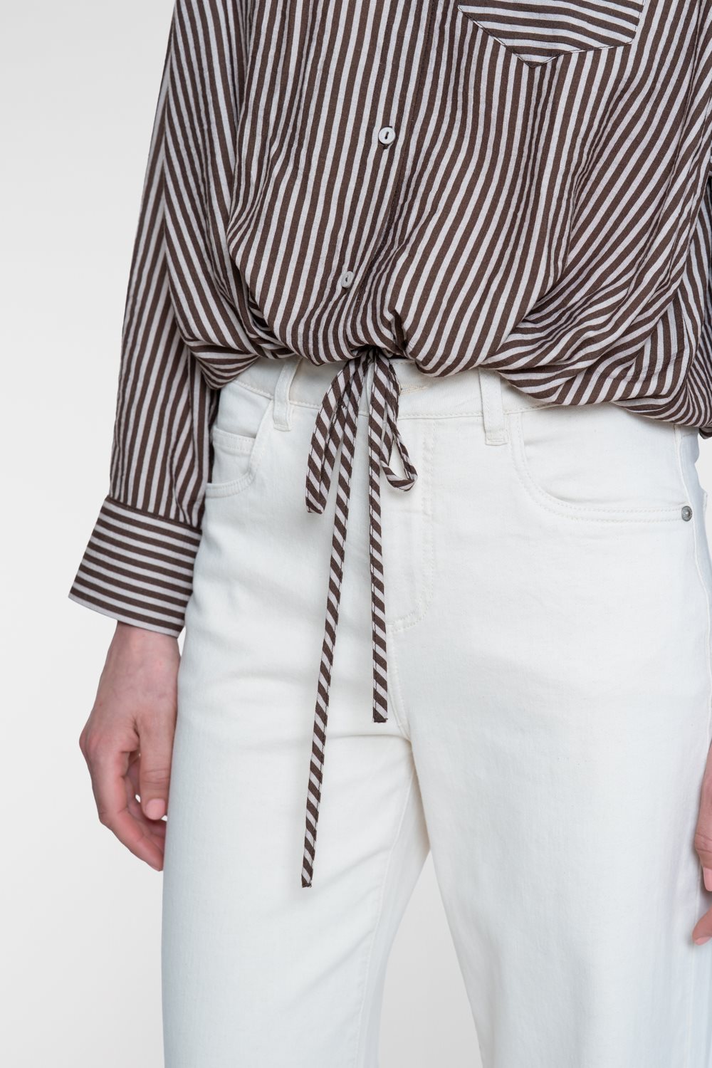 Gestreepte Blouse Strikdetail