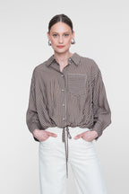 Gestreepte Blouse Strikdetail