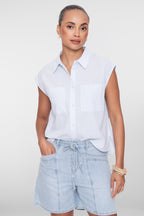 Mouwloze Blouse Krijtstreep