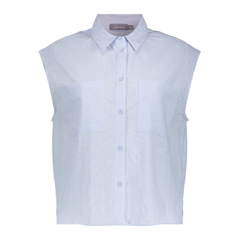 Mouwloze Blouse Krijtstreep