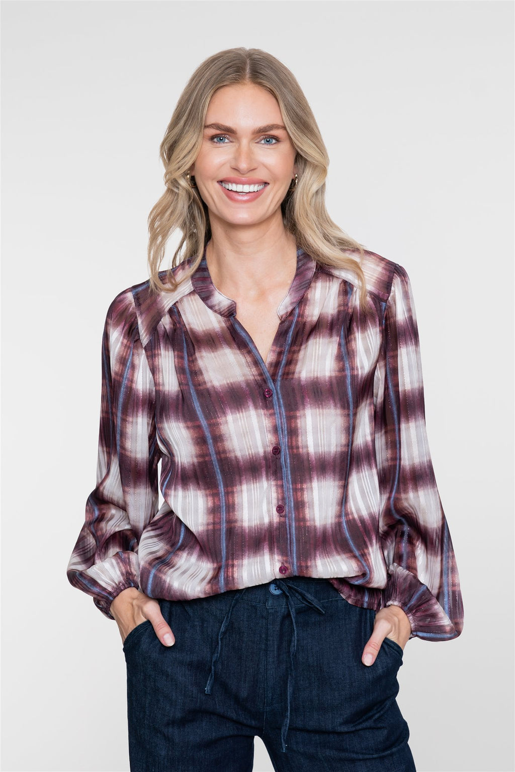 Geruite Blouse met Lurex