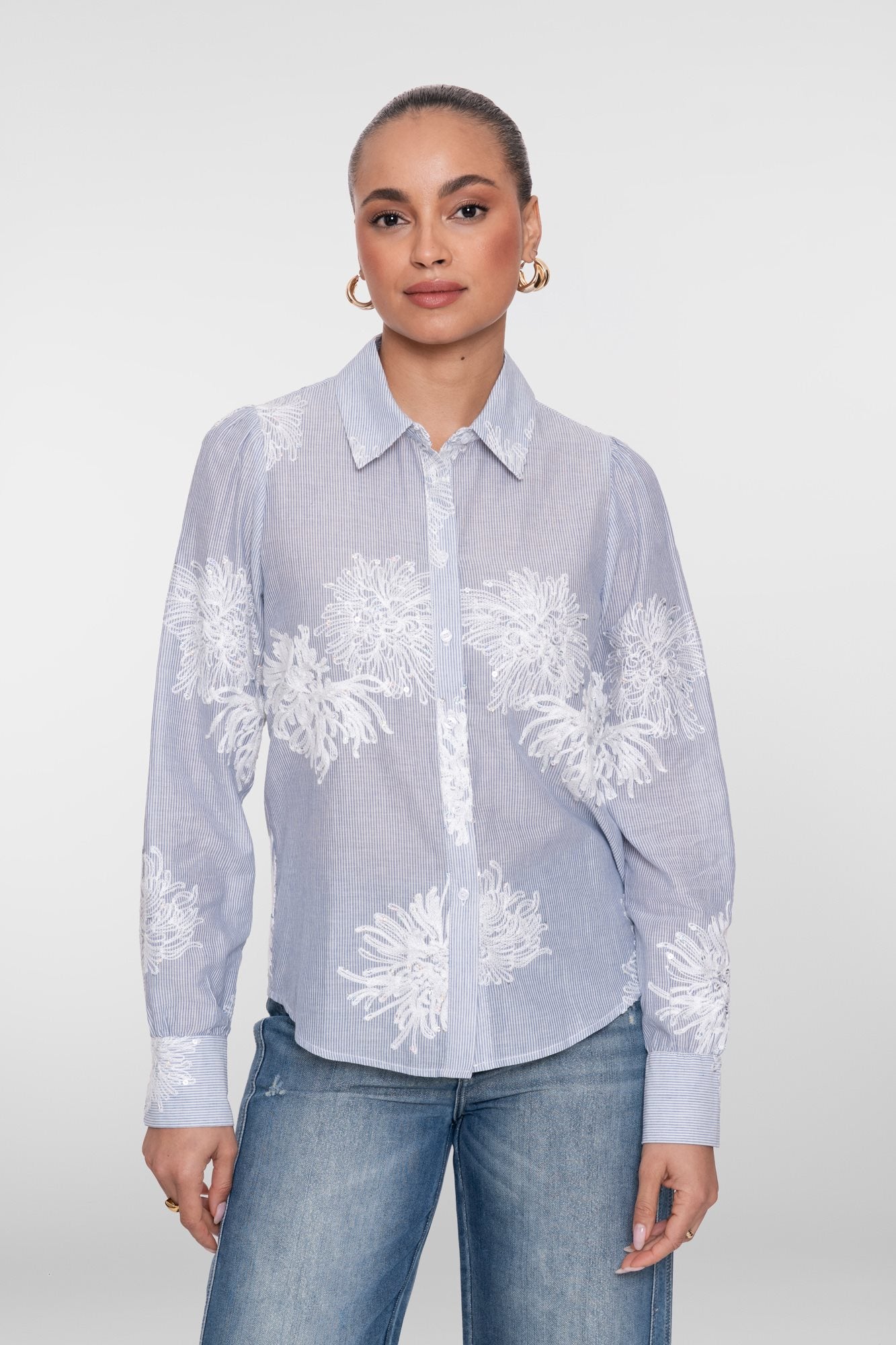 Blouse met Geborduurde Bloemen