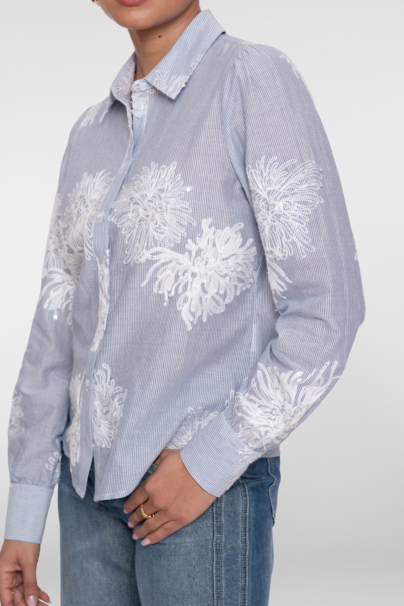Blouse met Geborduurde Bloemen