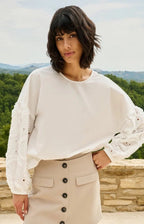 Blouse met Geborduurde Mouwen