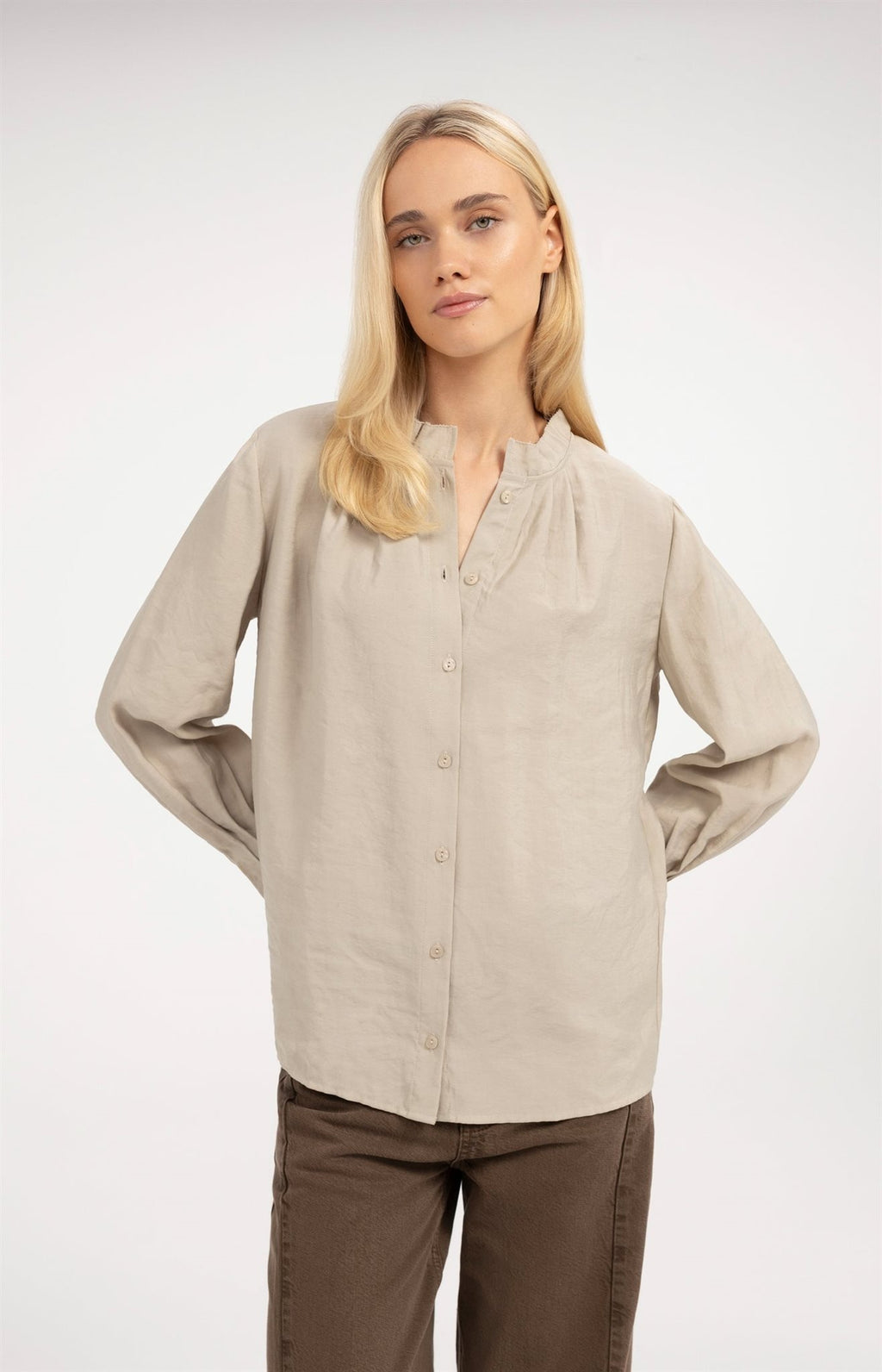 Blouse met Geplooide Kraag