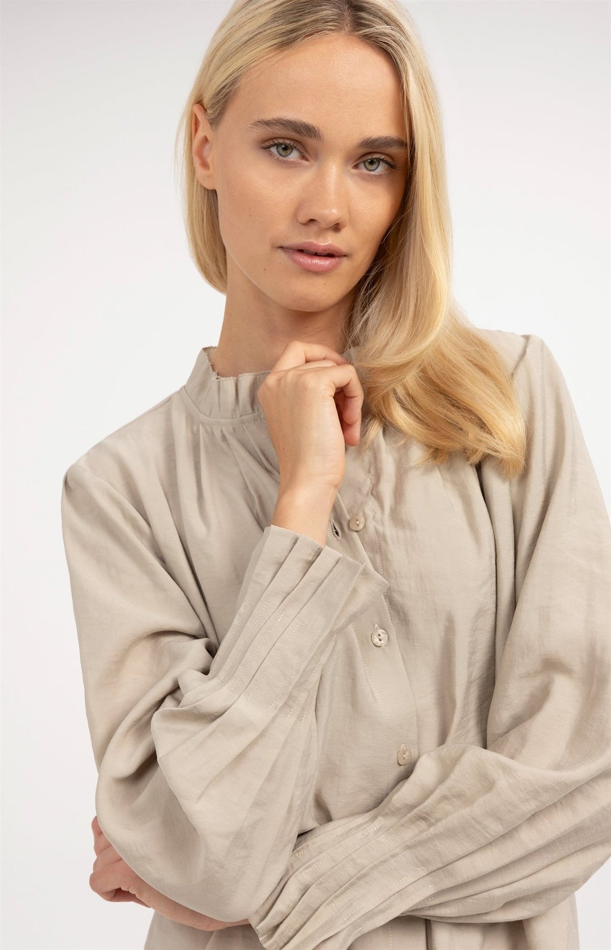 Blouse met Geplooide Kraag