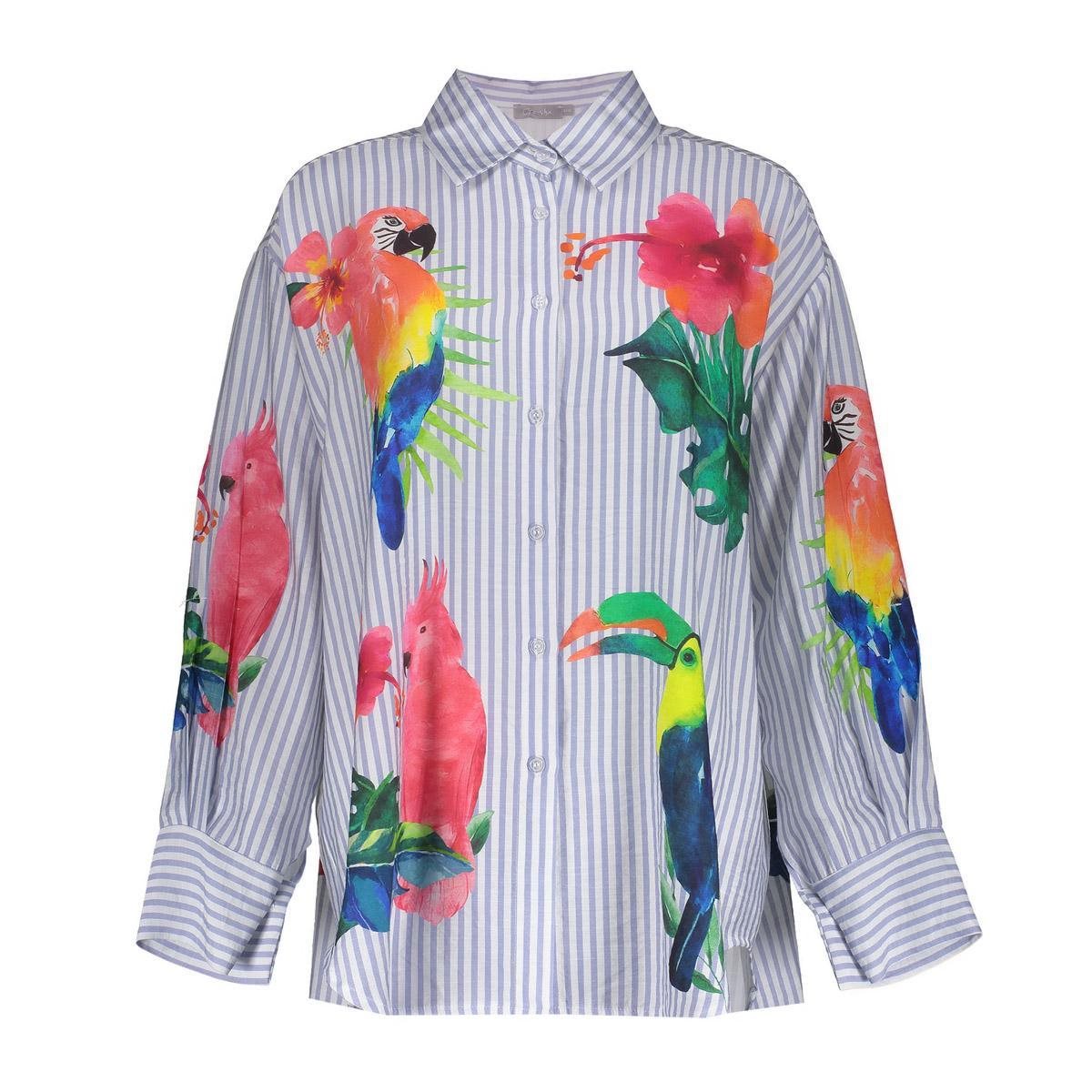 Gestreepte Blouse met Vogels