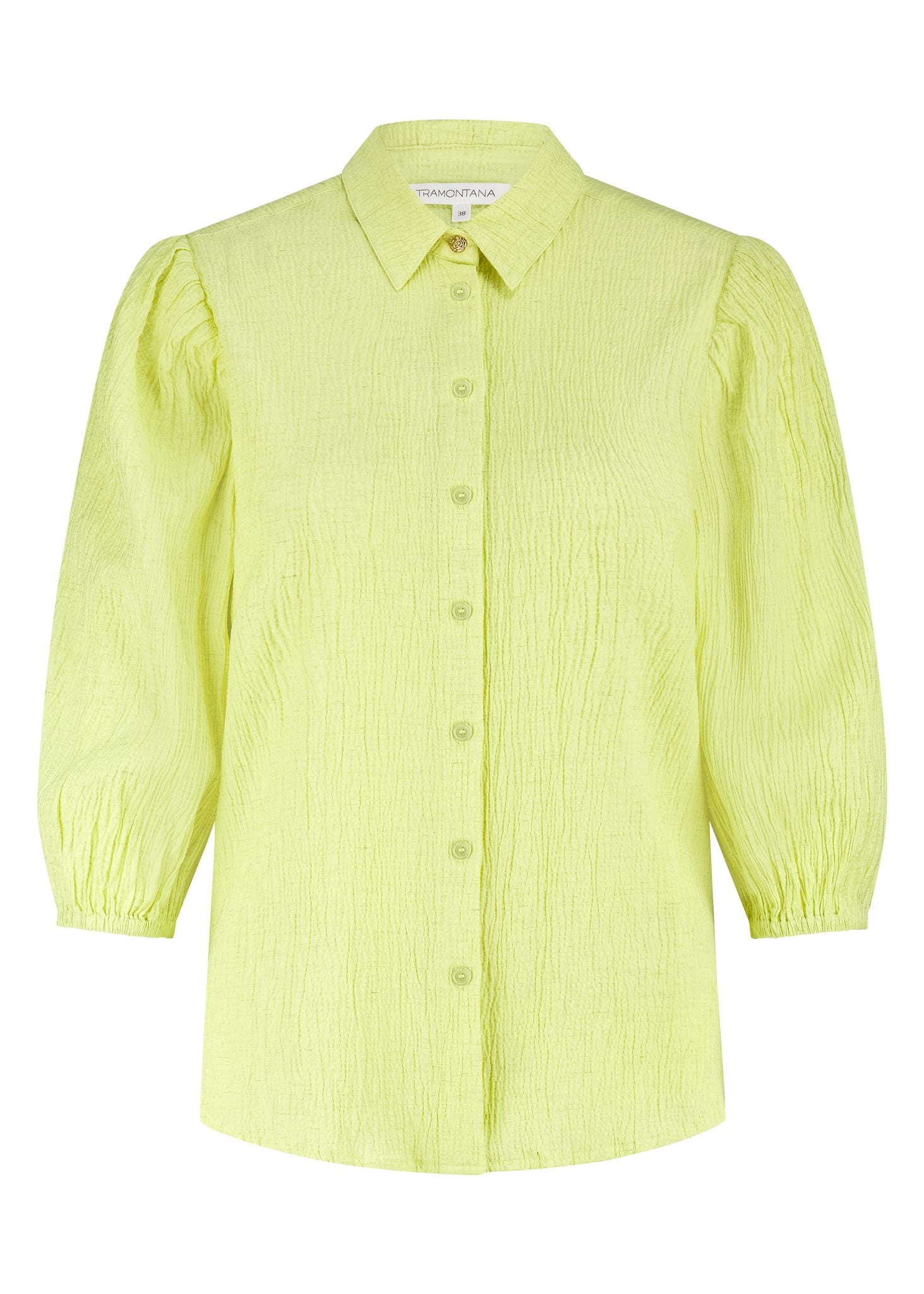 Creased Puff-Sleeve Blouse