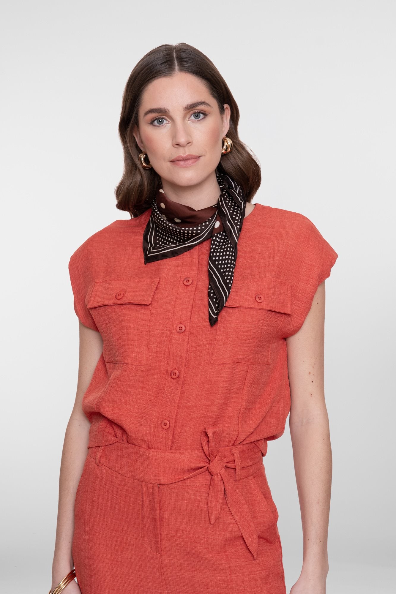 Cropped Blouse met Linnenlook