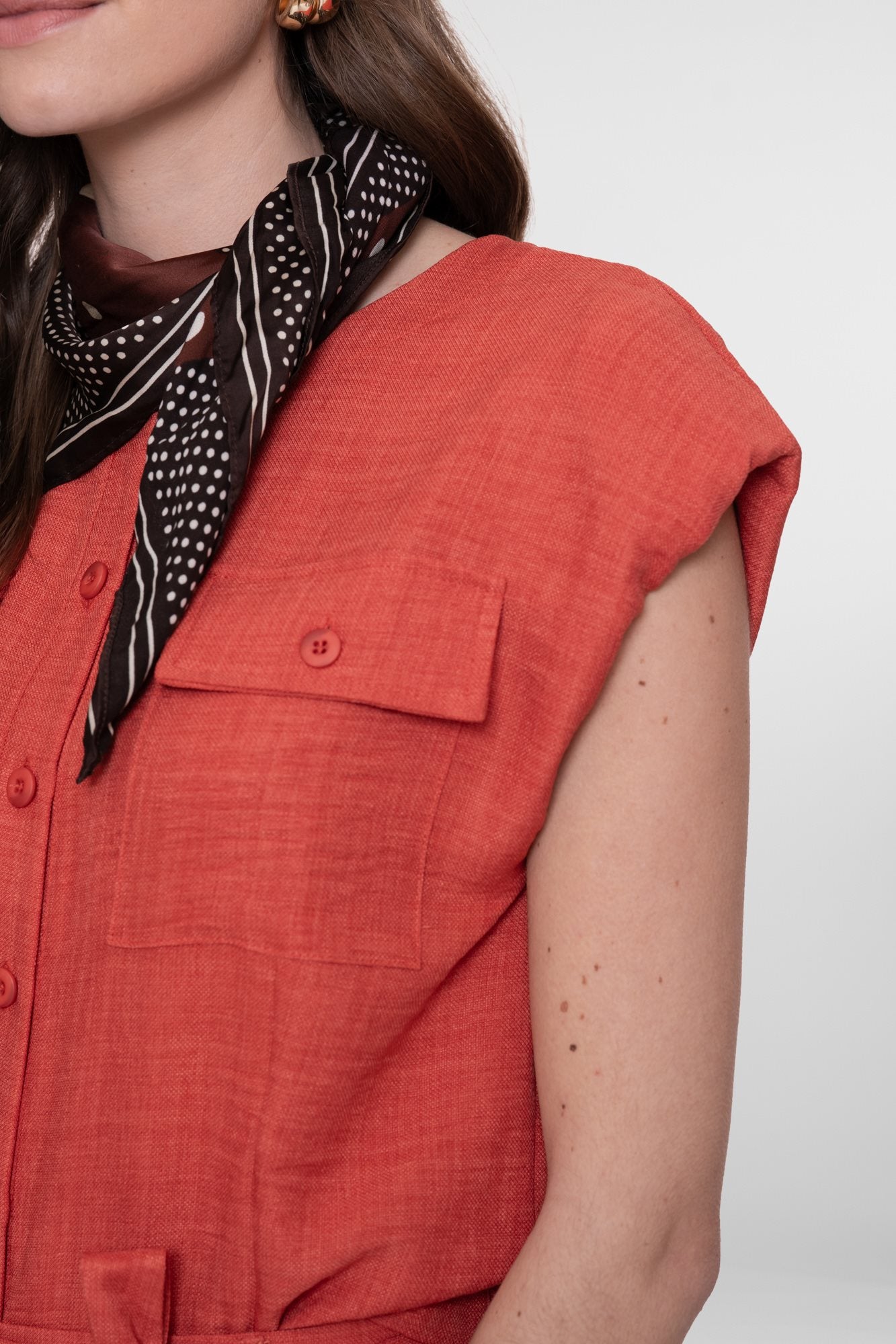 Cropped Blouse met Linnenlook