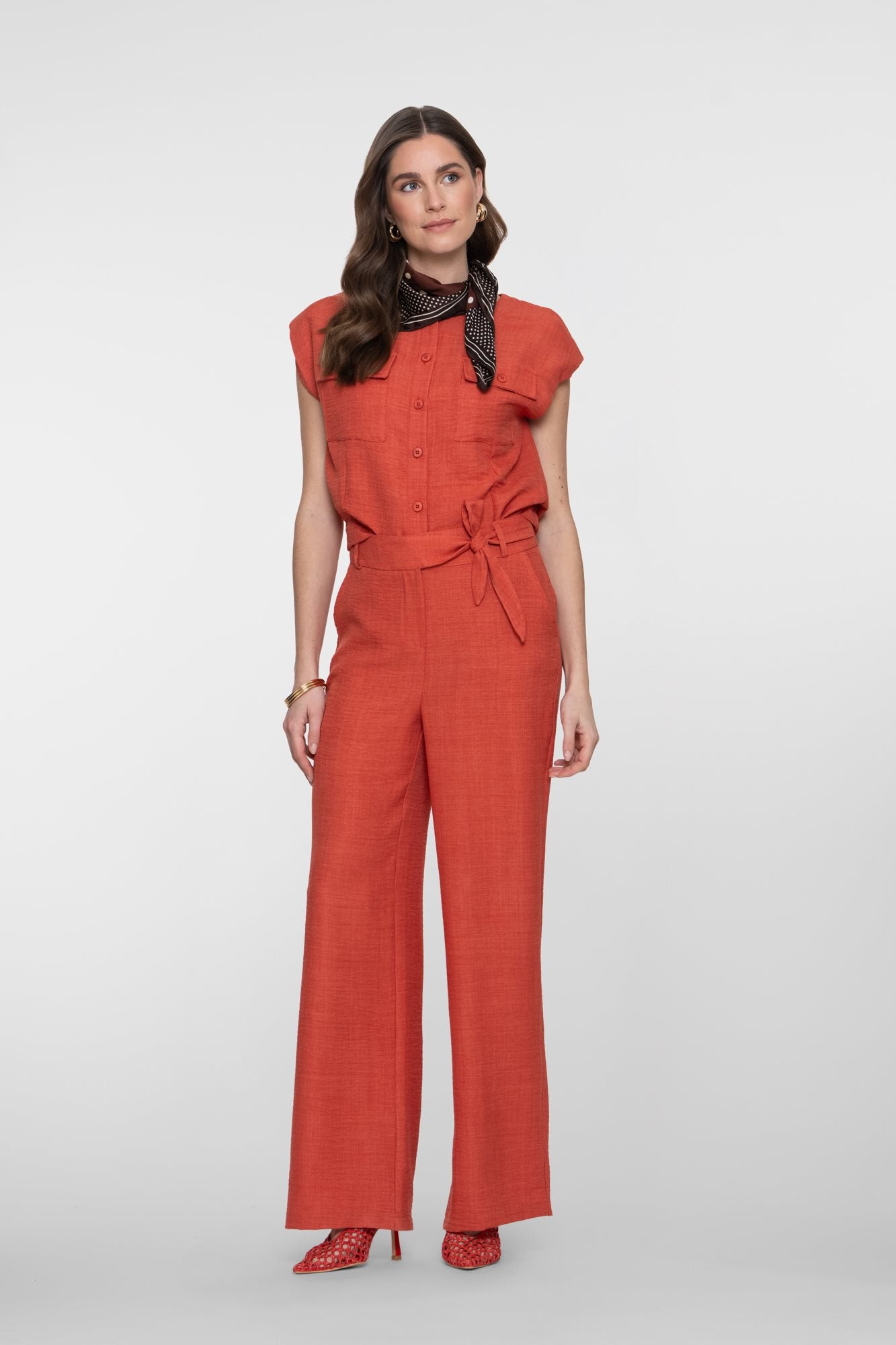 Cropped Blouse met Linnenlook