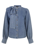 Denim Blouse Bow Detail