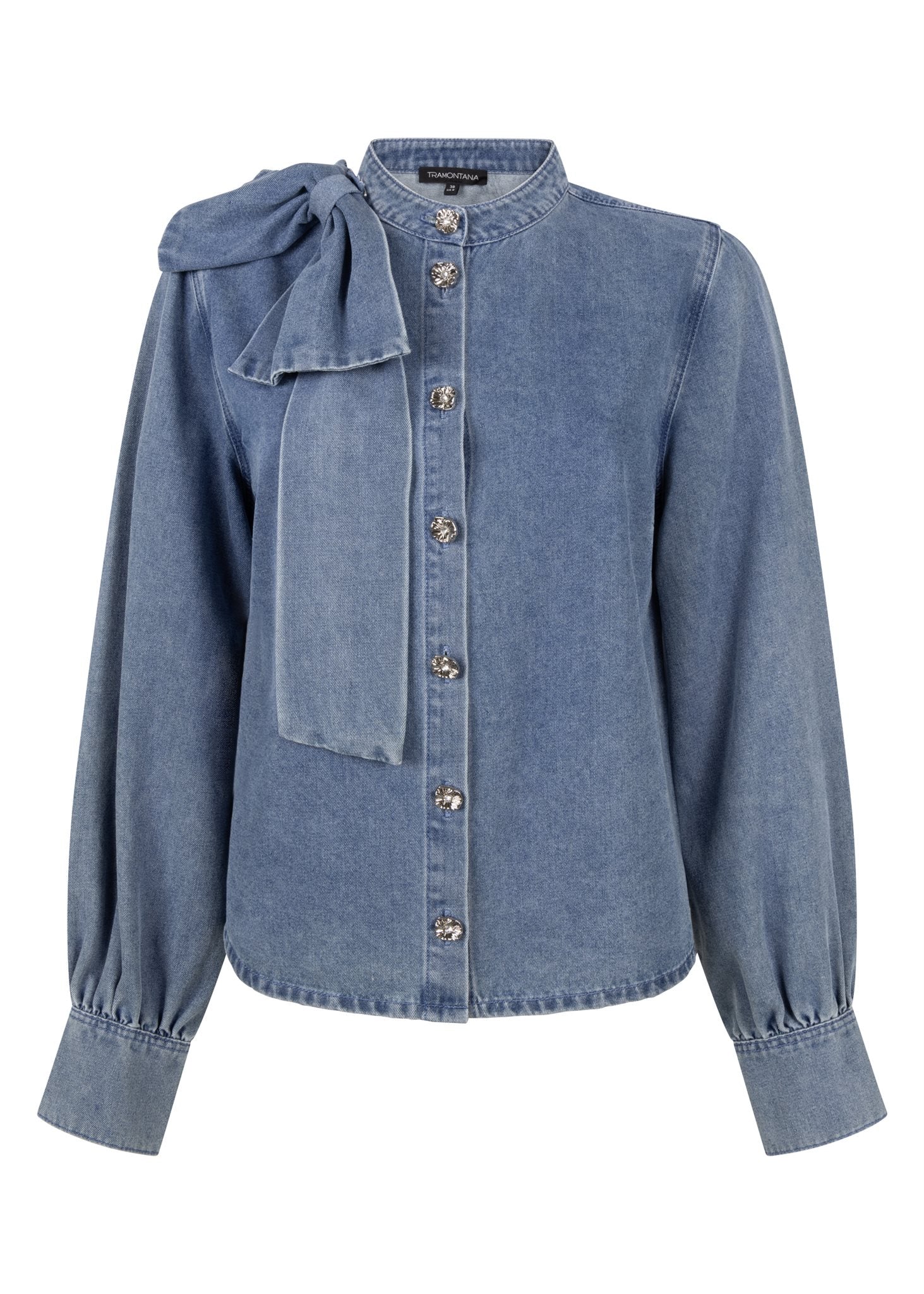 Denim Blouse Bow Detail