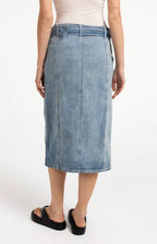 Denim Midi Rok met Ceintuur