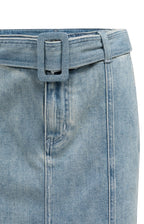 Denim Midi Rok met Ceintuur
