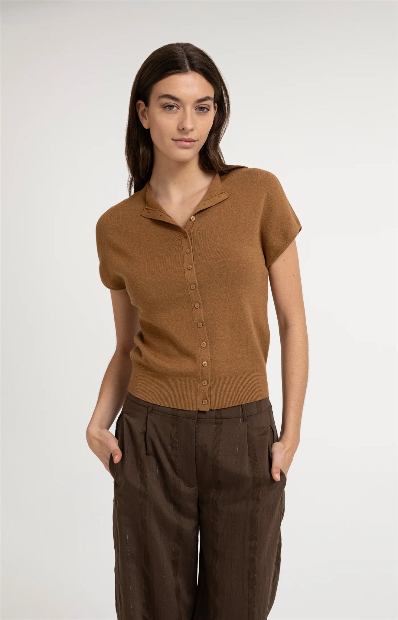 Gebreid Vest met Korte Mouwen