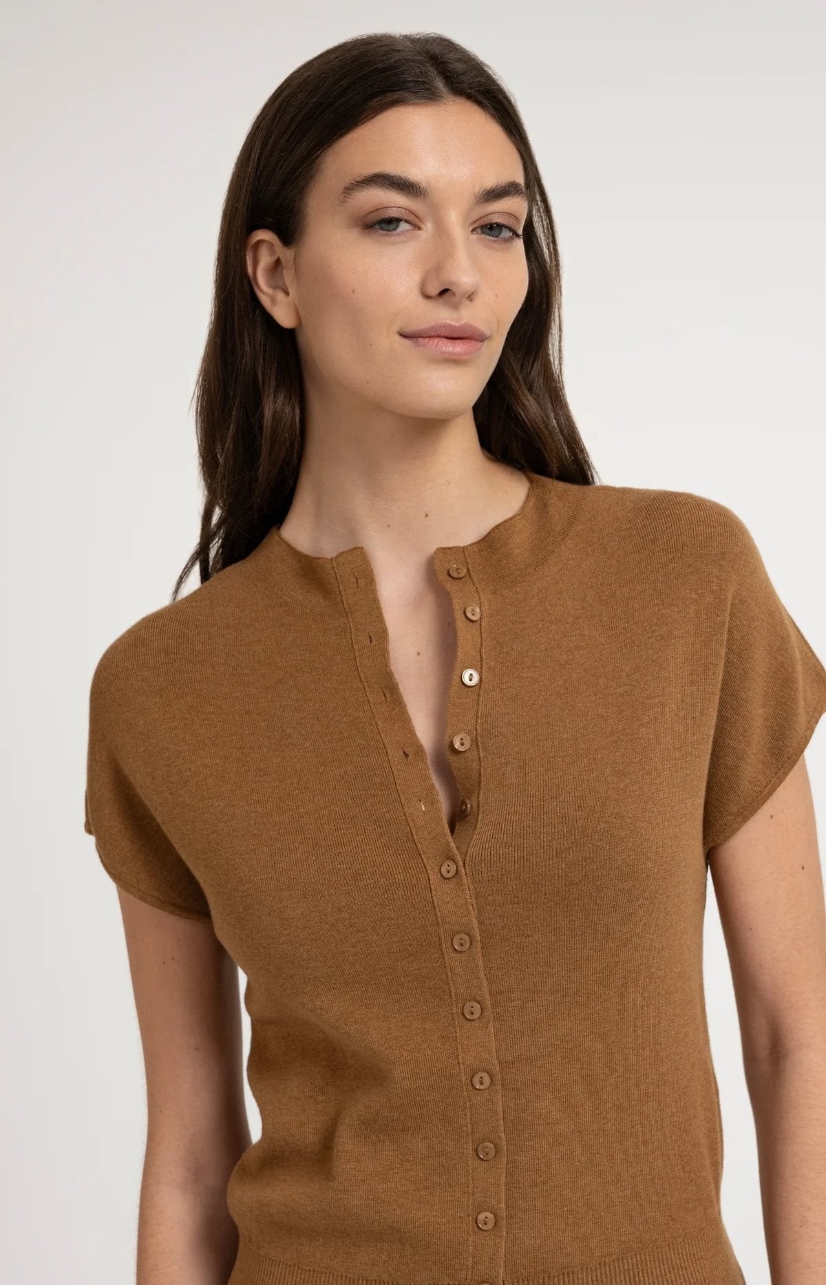 Gebreid Vest met Korte Mouwen