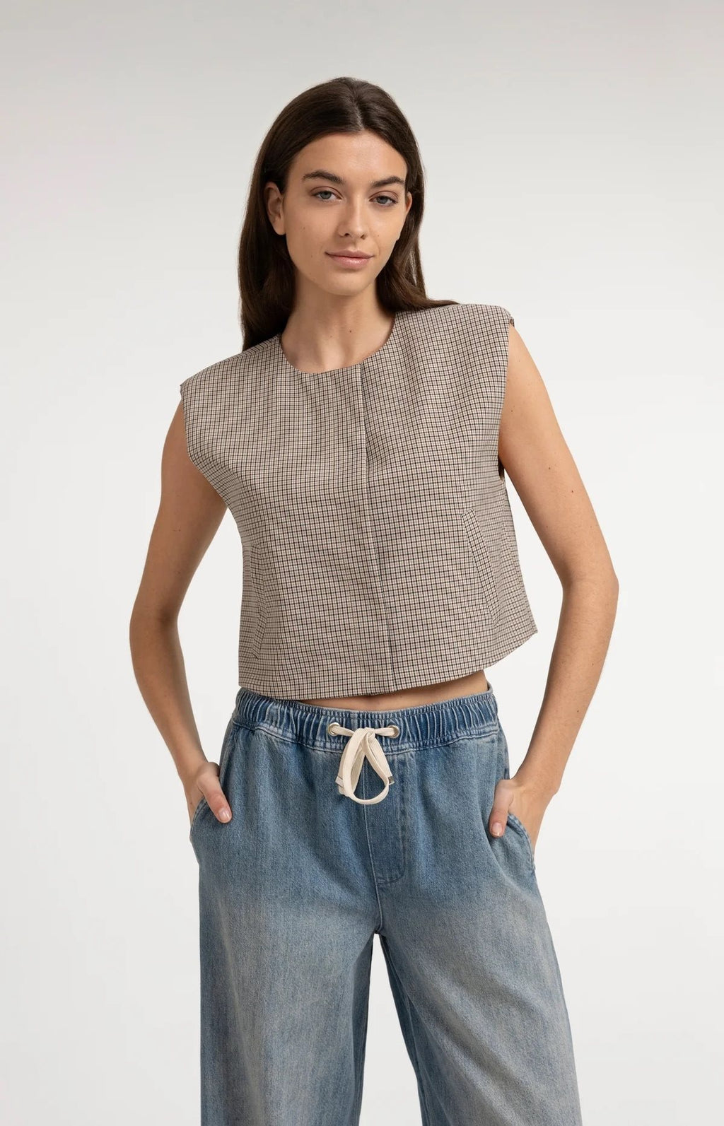 Geruit Gilet Schoudervulling