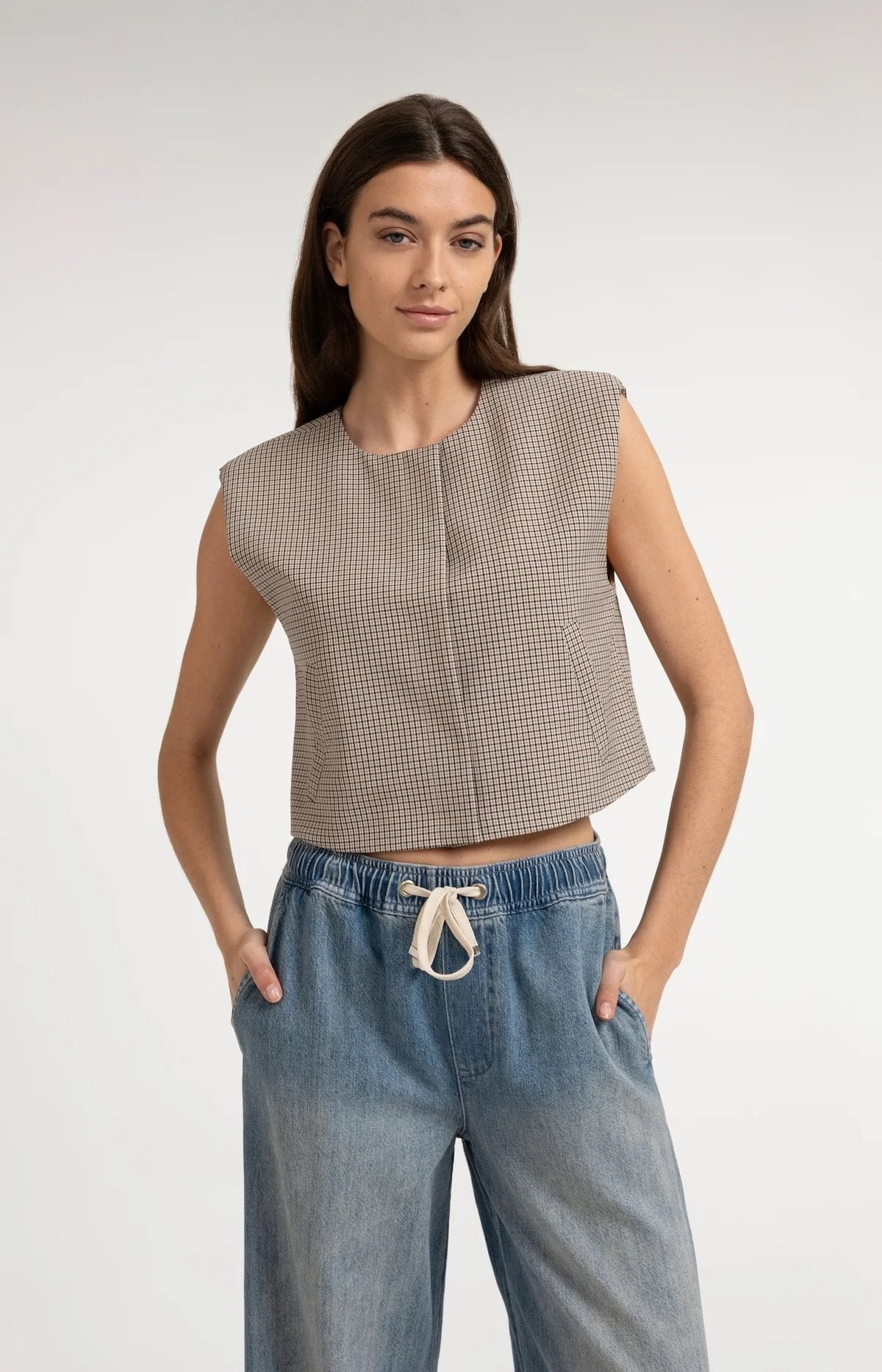 Geruit Gilet Schoudervulling