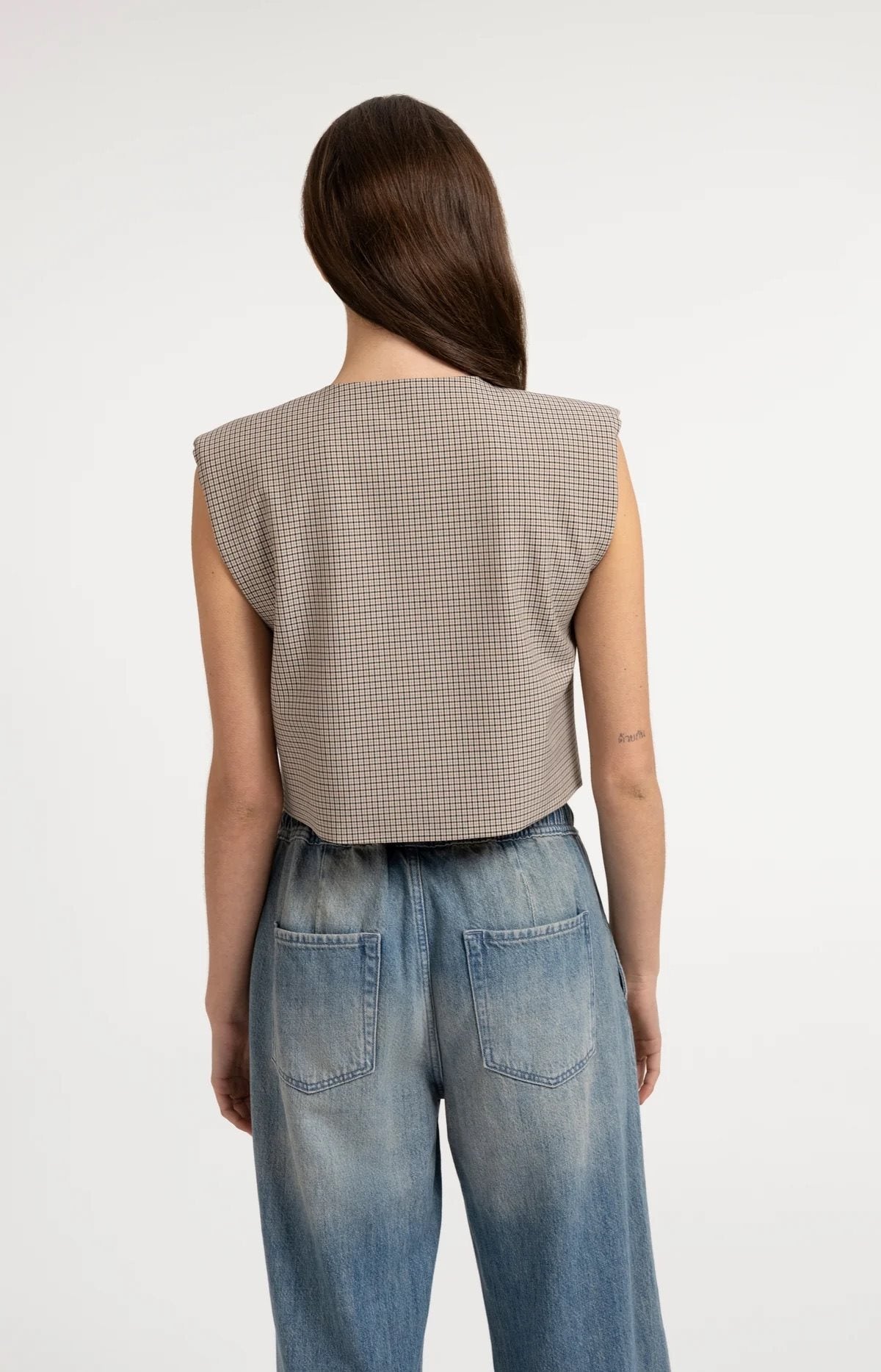 Geruit Gilet Schoudervulling