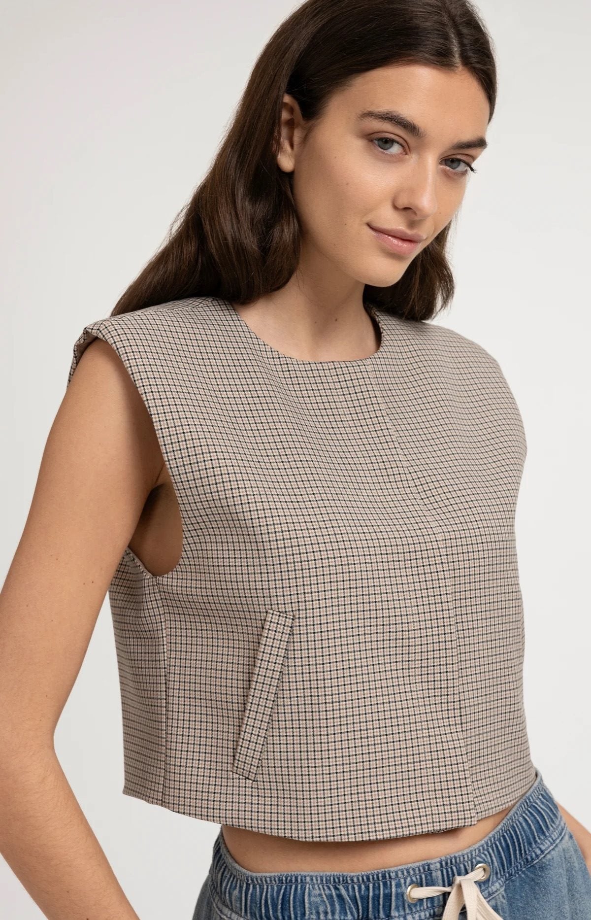 Geruit Gilet Schoudervulling