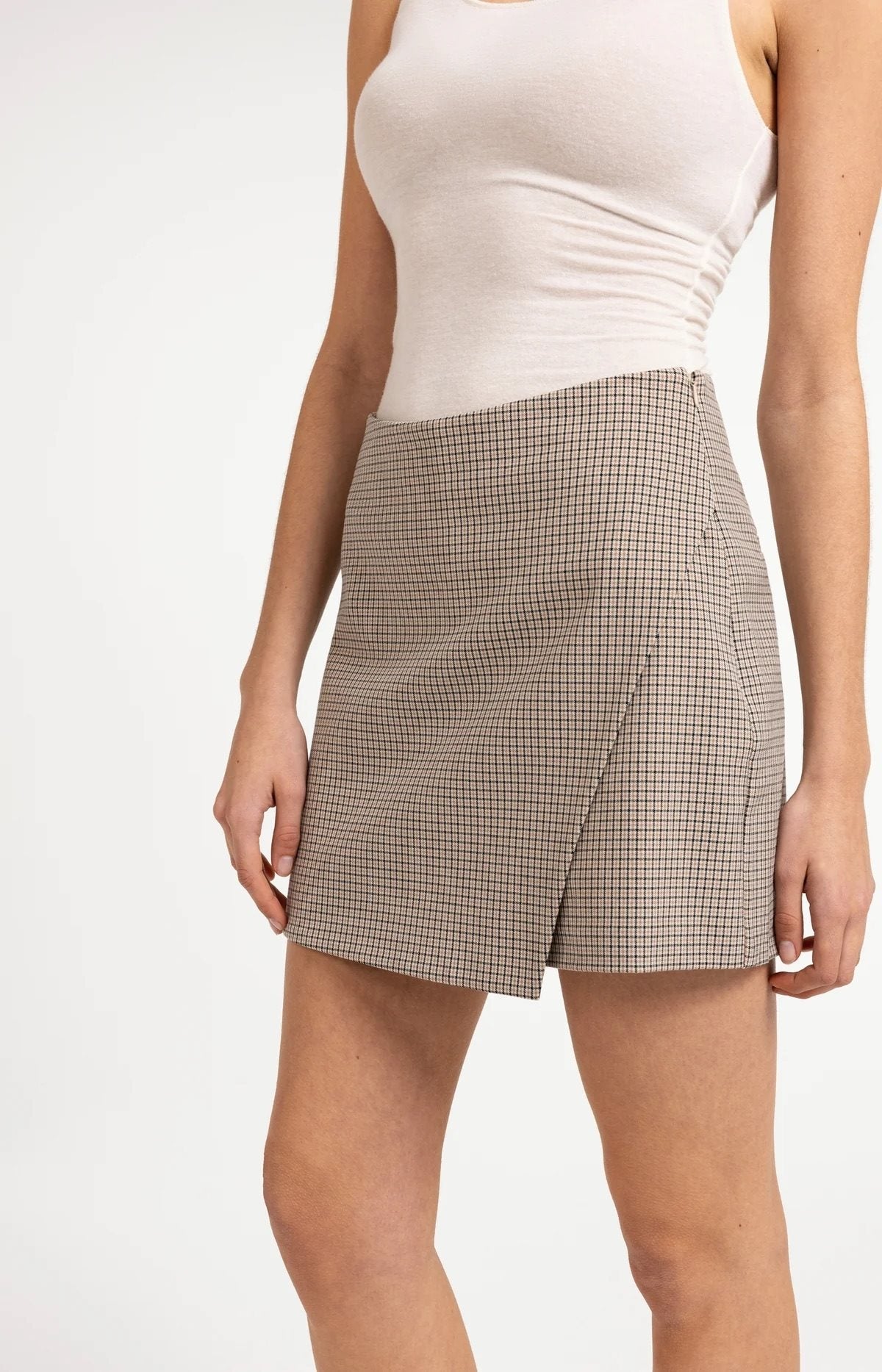 Geruite Skort met Overslag