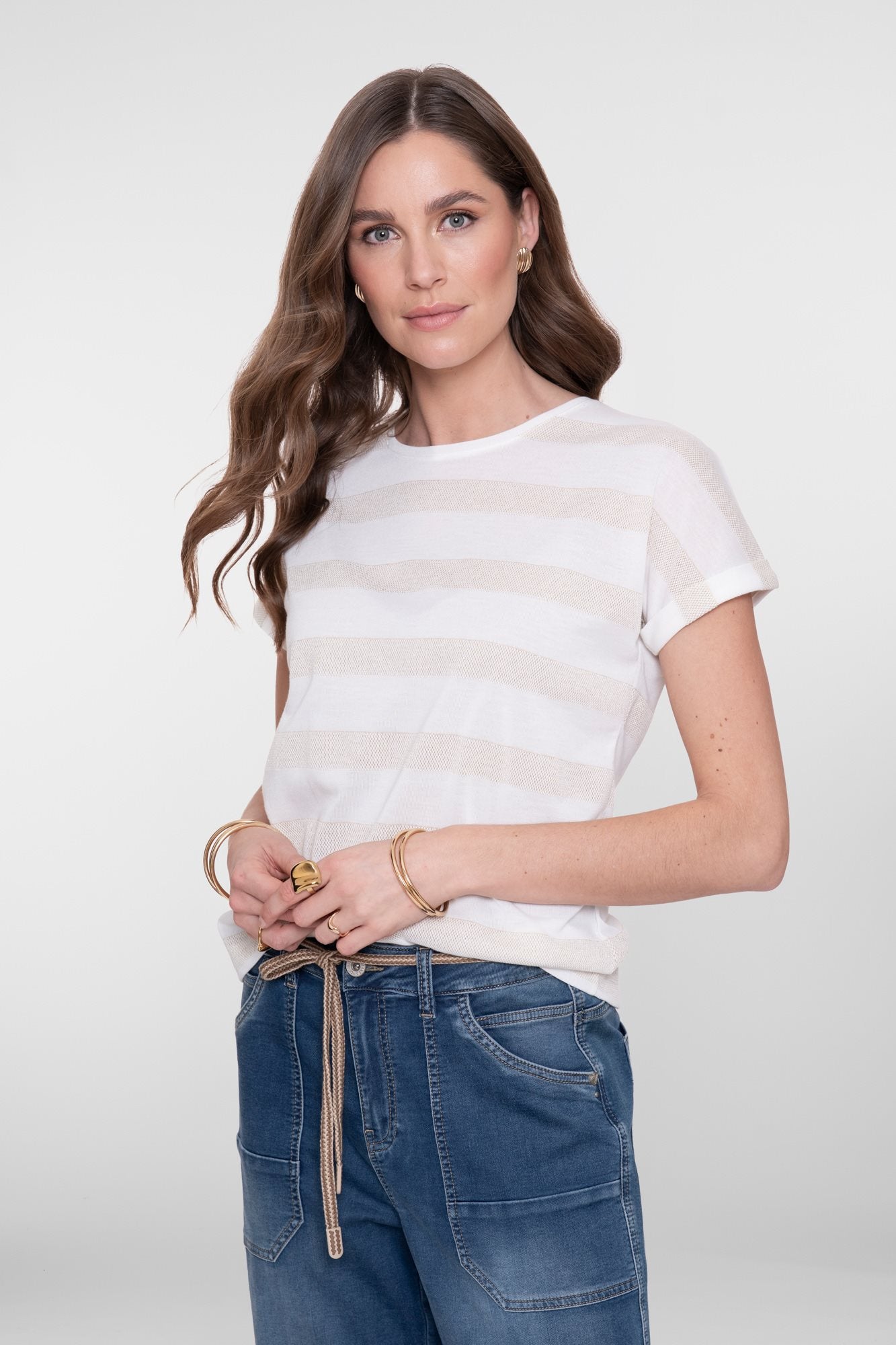 Gestreept T-shirt met Lurex