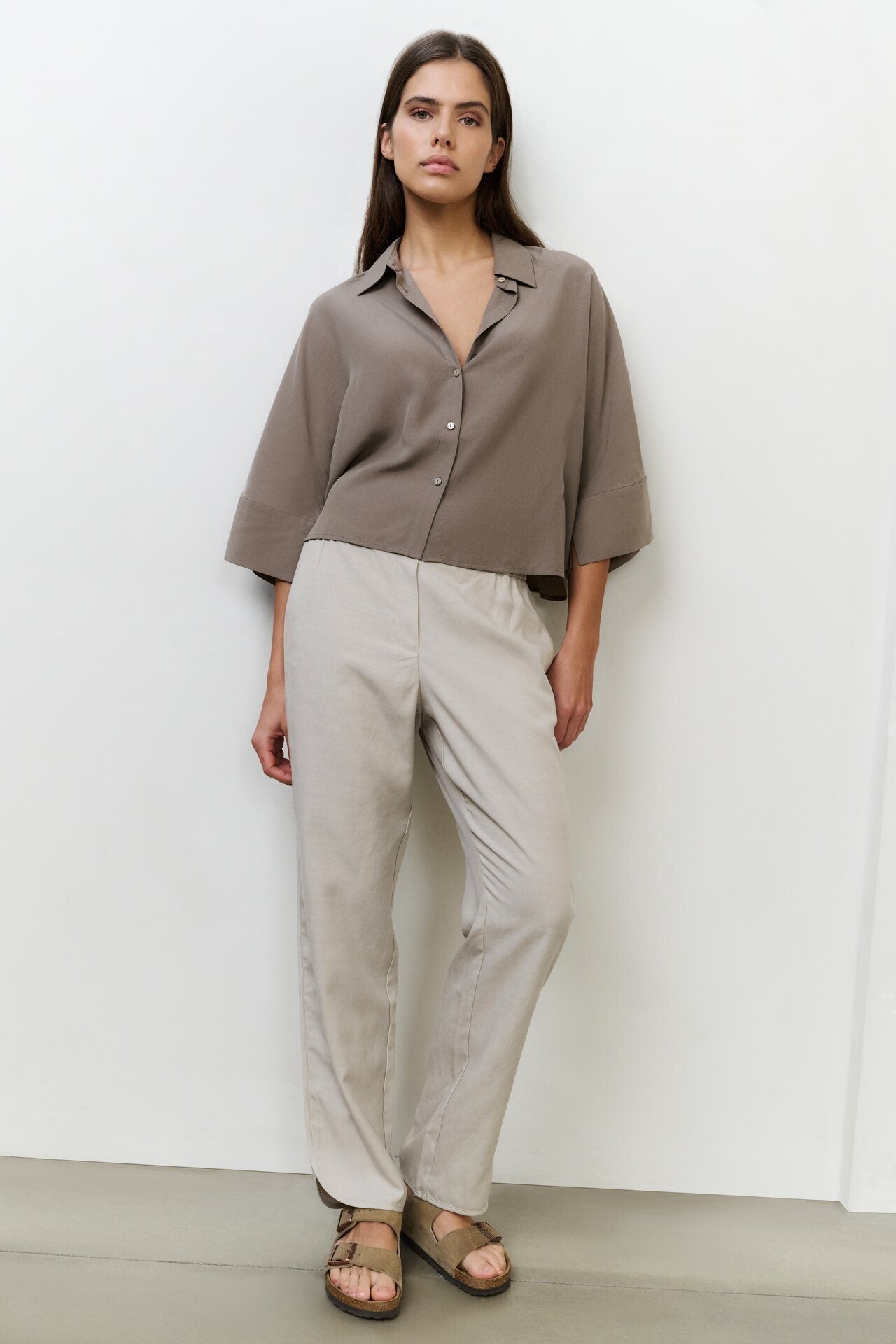 Geweven Broek met Ronde Zoom