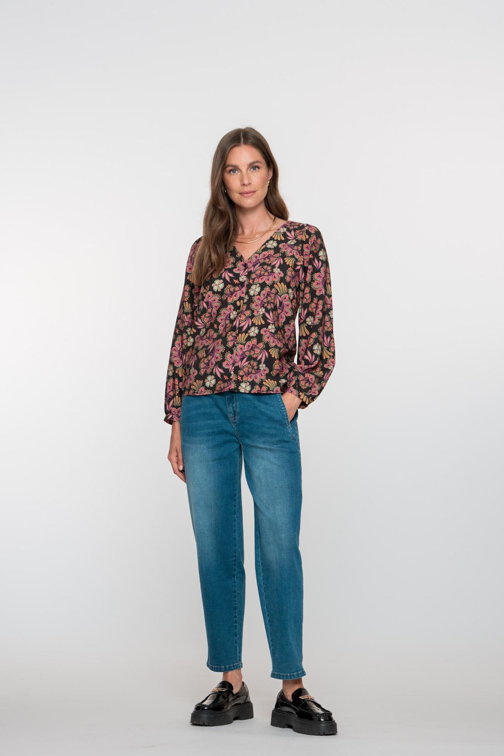 Ruffled Waistband Jeans