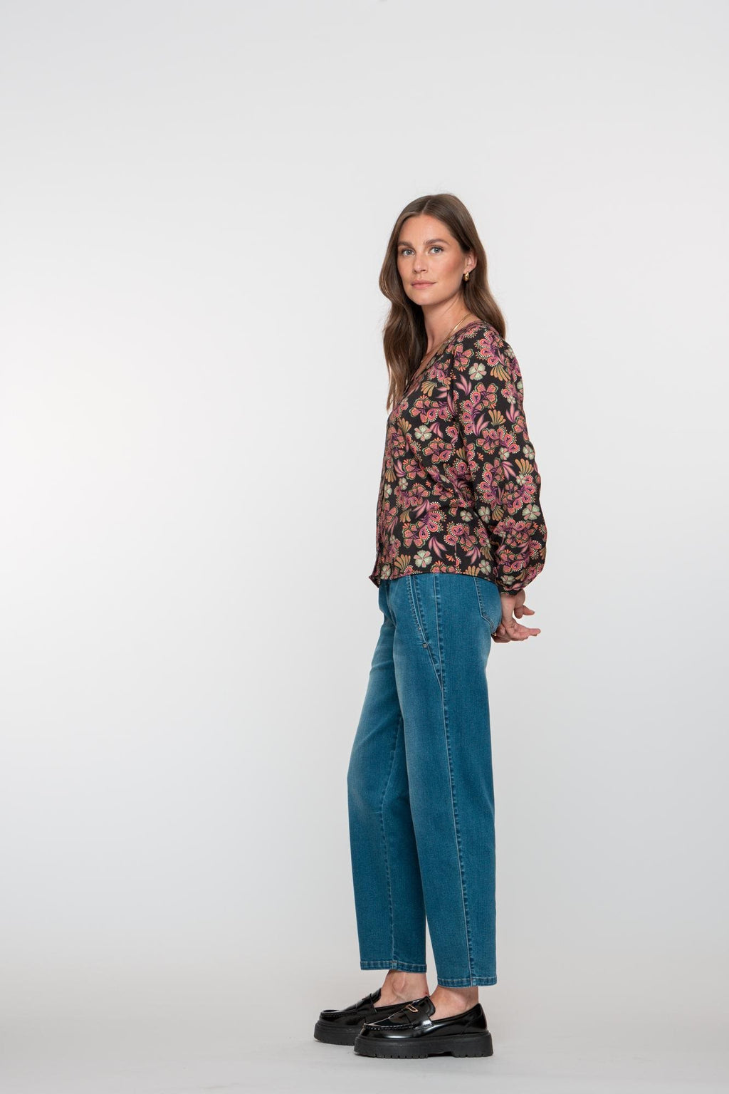 Ruffled Waistband Jeans