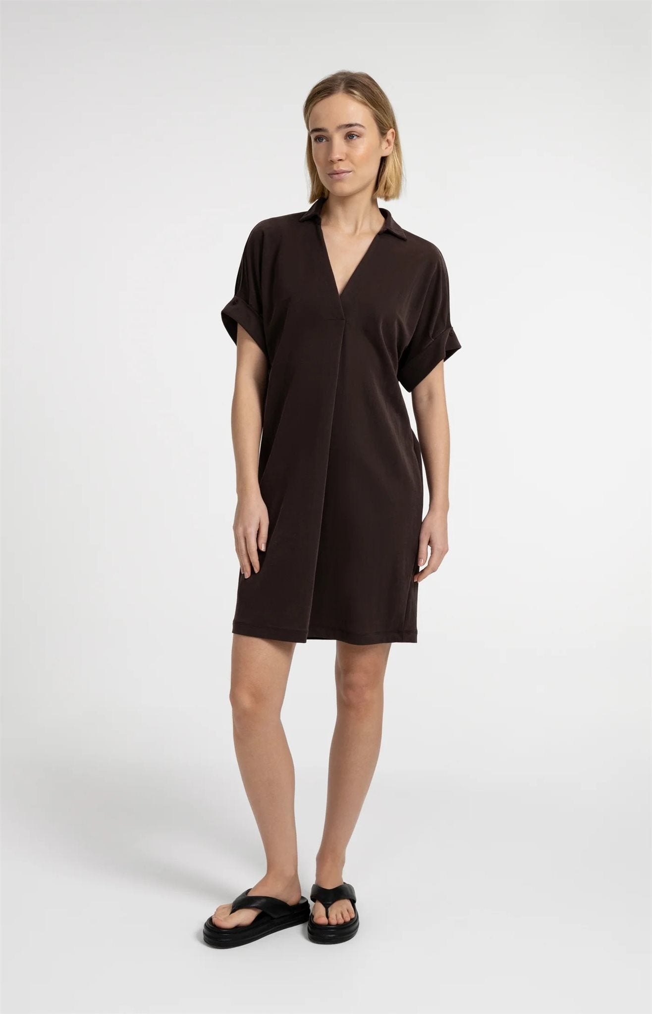 Jersey Jurk met Pofmouwen
