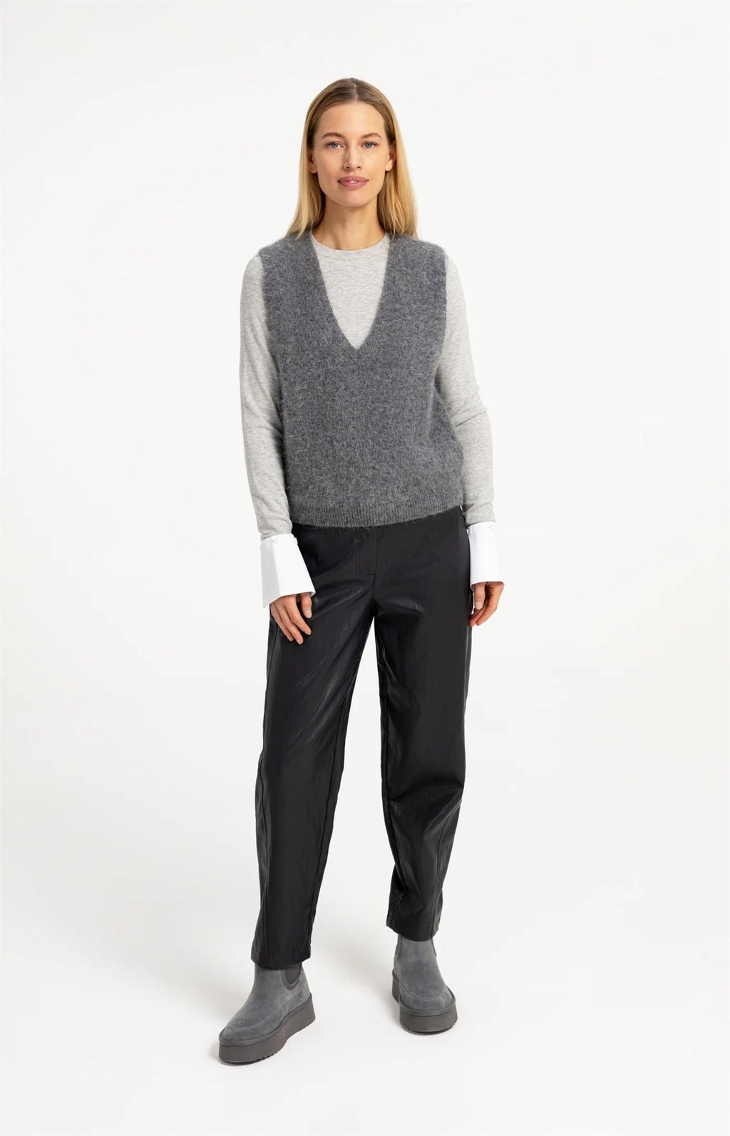Kunstleren Broek met Siernaden