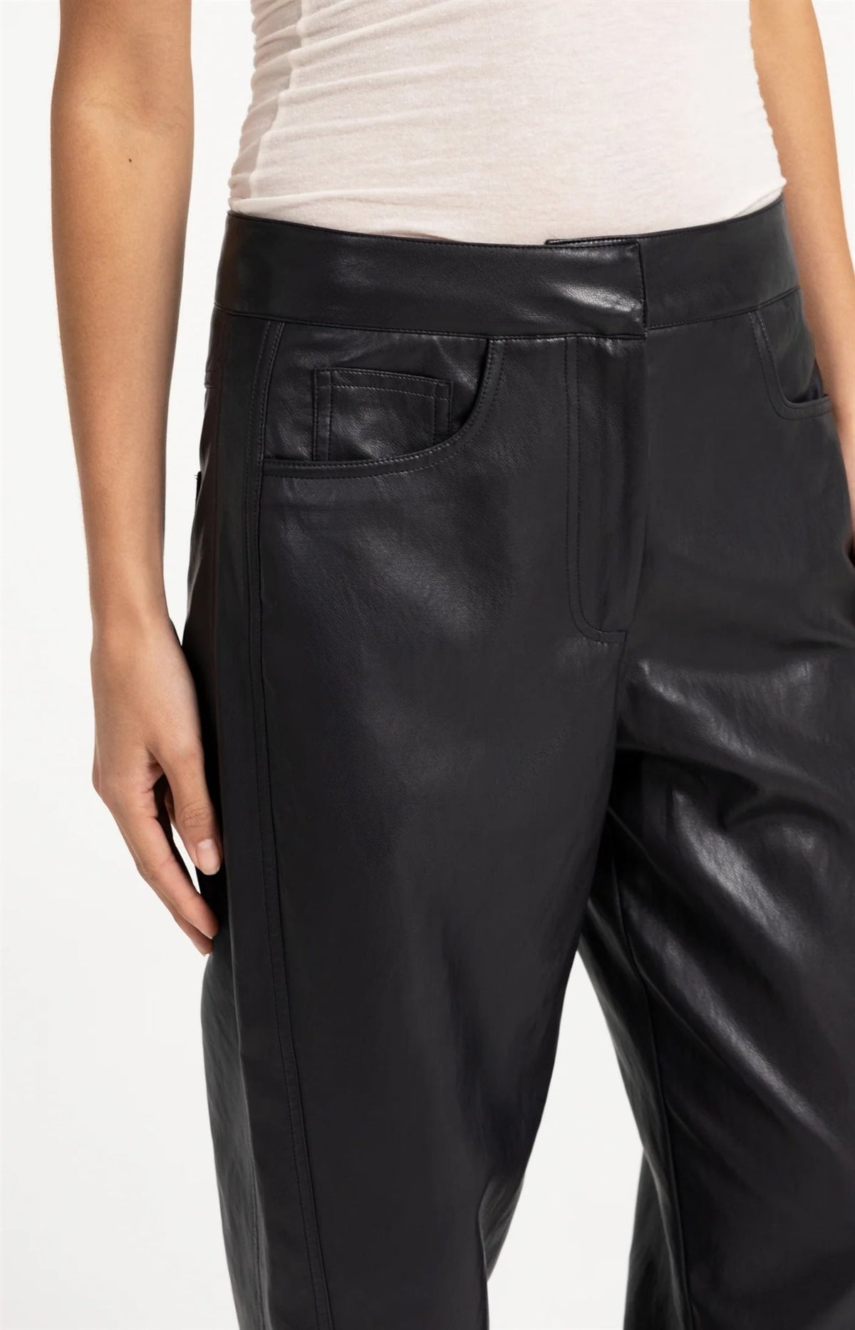 Kunstleren Broek met Siernaden