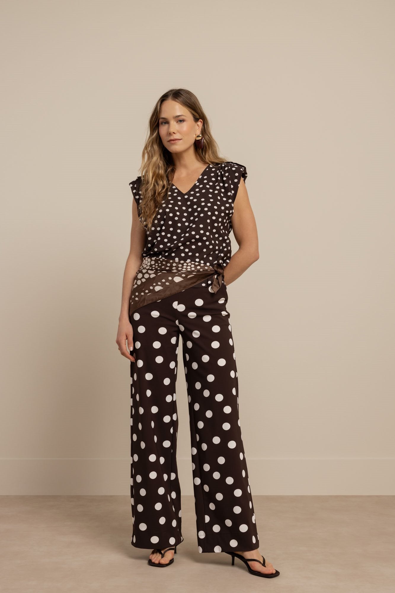 Leone Dot Vneck Top