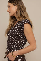 Leone Dot Vneck Top