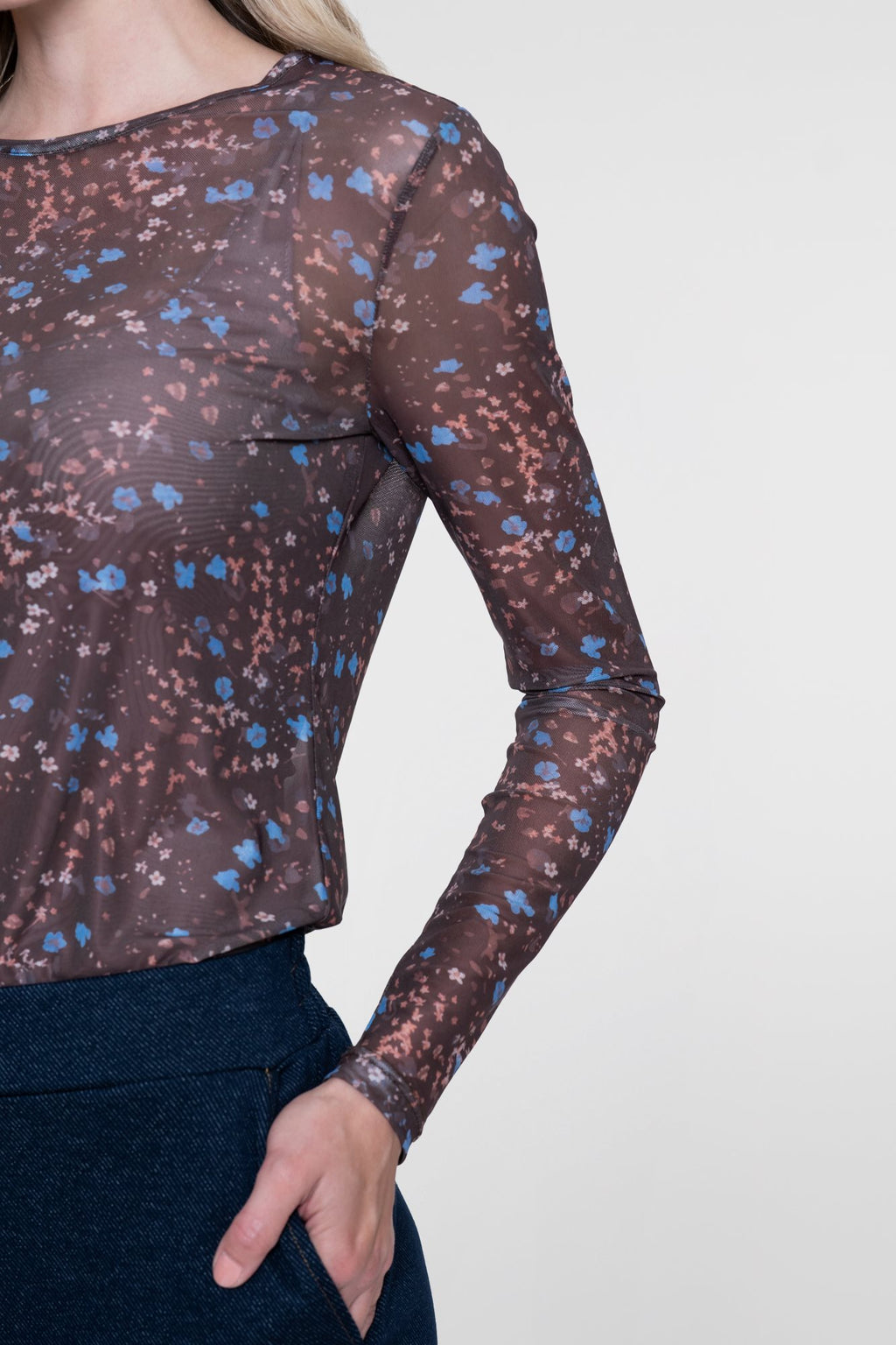 Mesh Top met Bloemenprint